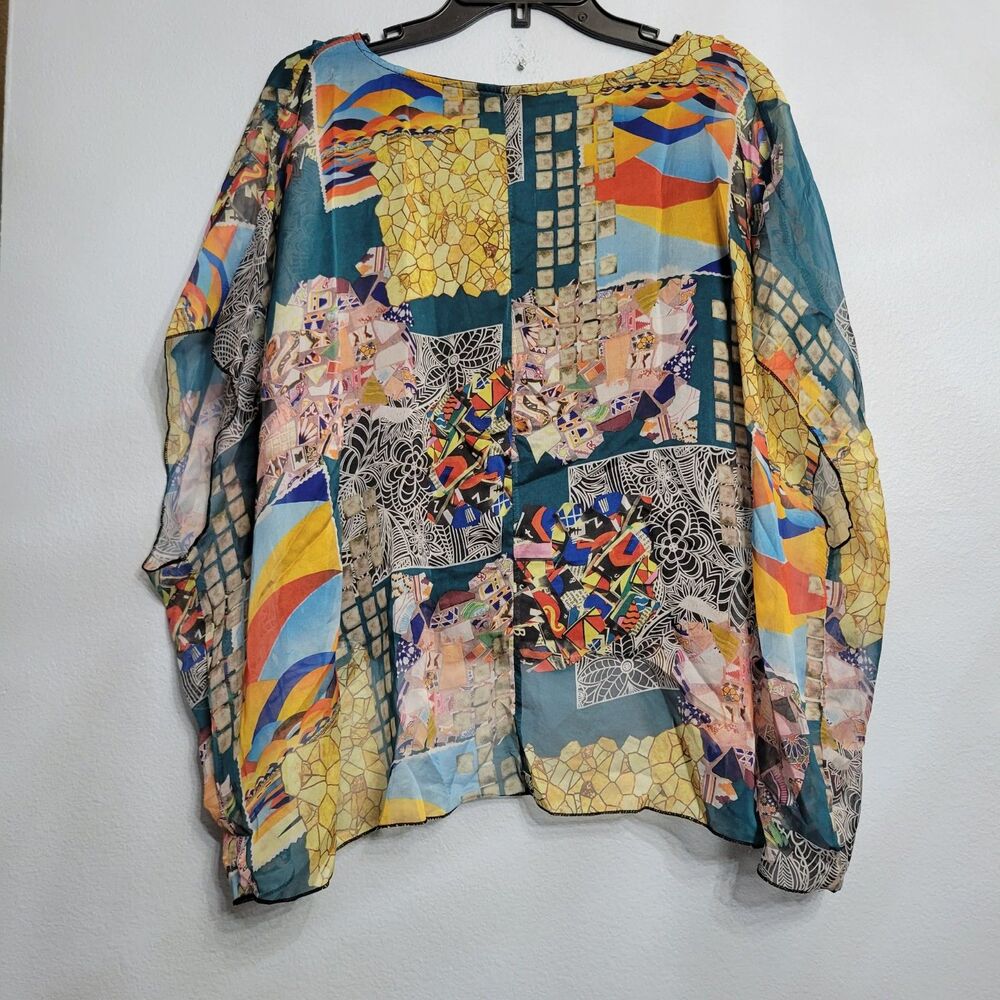 Artistic Patchwork Top Small Multi-Color Abstract… - image 1
